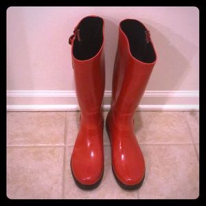 Red rain boots